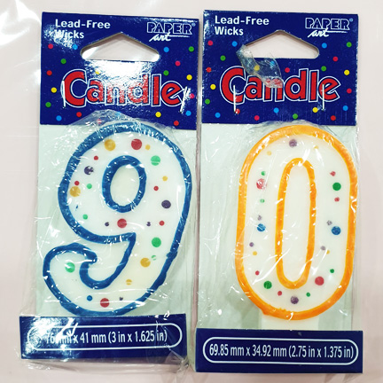 PROMO Number Blue 9 and Orange 0 Dots Candle Set